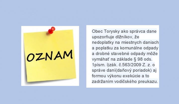 Aktuality / Upozornenie pre dlžníkov - foto