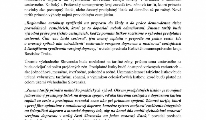 Aktuality / Autobusovú dopravu na východe čaká zmena tarify - foto