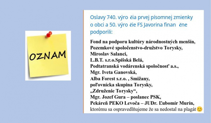 Aktuality / sponzori osláv - foto