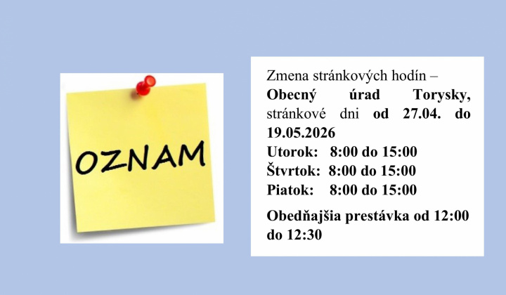 Aktuality / zmena stránkových hodín od 27.04. do 19.05.2026 - foto