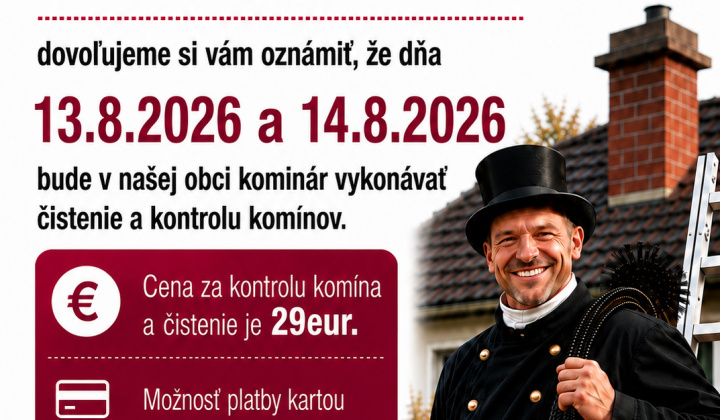 Aktuality / Ponuka na čistenie komínov 13. a 14.08. - foto