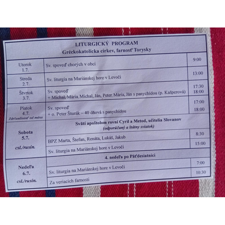 Menšia fotka pre článok Liturgický program od 30.6. do 6.7.