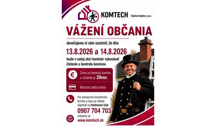 Fotka pre článok Ponuka na čistenie komínov 13. a 14.08.