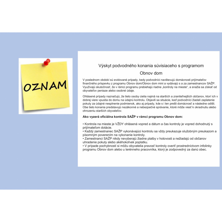 Menšia fotka pre článok Pozor na podvodné konania súvisiace s programom Obnov dom