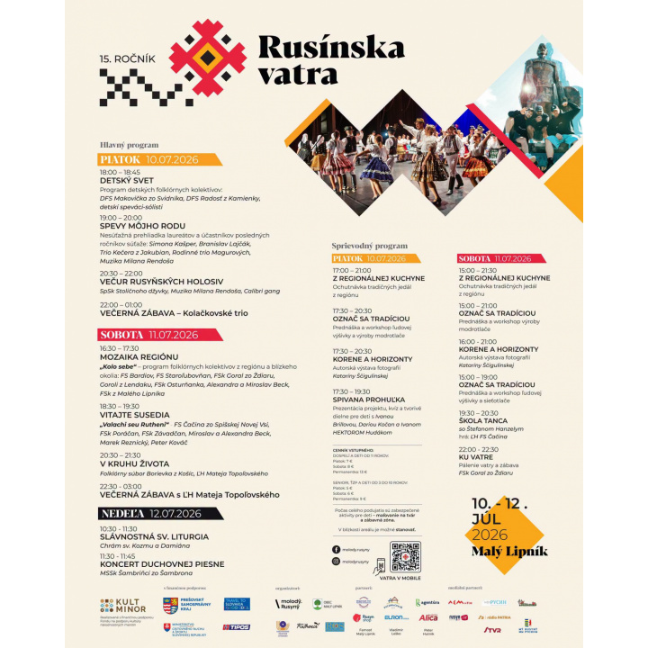 Menšia fotka pre článok Rusínska vatra v Malom Lipníku 10.-12.07.2026