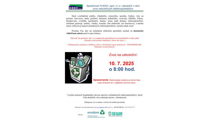 Fotka pre článok Zber elektroodpadu 10.07.2025