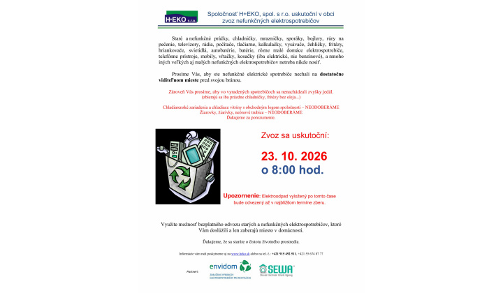 Fotka pre článok Zber elektroodpadu 23.10.2026