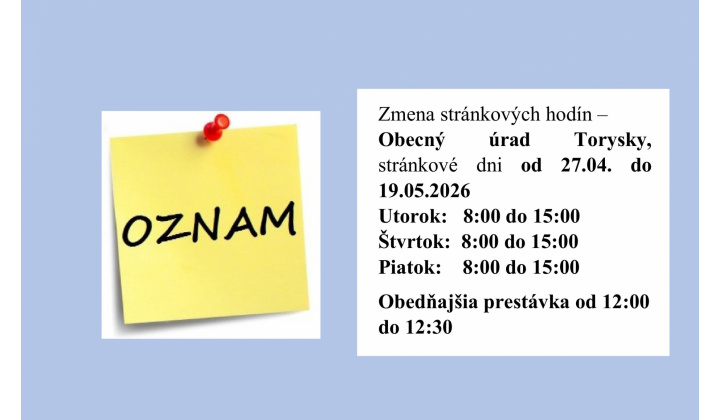 Fotka pre článok zmena stránkových hodín od 27.04. do 19.05.2026